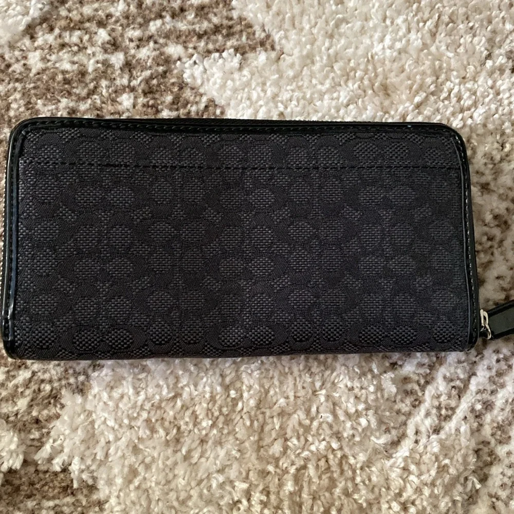 Coach Black Wallet with Silver Zipper - Picture 2 of 4